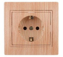 1-202-11 Intro Розетка 2P+E Schuko, 16А-250В, IP20, СУ, Plano, сосна  Б0030061  Intro