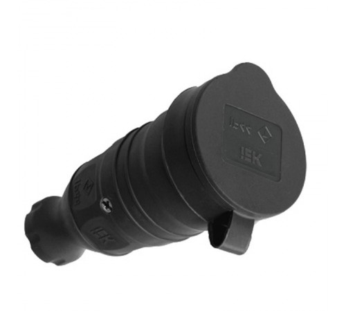 Розетка каучуковая с защитной крышкой переносная ОМЕГА IP44 РБп13-1-0м PKR21-016-2-K02  IEK