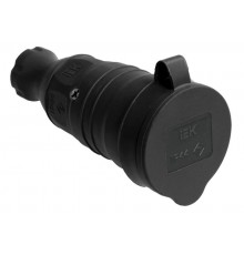 Розетка каучуковая с защитной крышкой переносная ОМЕГА IP44 РБп13-1-0м PKR21-016-2-K02  IEK