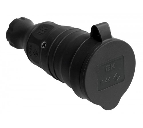 Розетка каучуковая с защитной крышкой переносная ОМЕГА IP44 РБп13-1-0м PKR21-016-2-K02  IEK