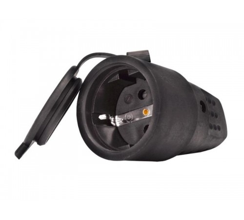 Розетка каучуковая с защитной крышкой переносная ОМЕГА IP44 РБп13-1-0м PKR21-016-2-K02  IEK