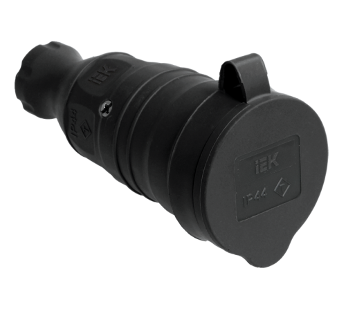 Розетка каучуковая с защитной крышкой переносная ОМЕГА IP44 РБп13-1-0м PKR21-016-2-K02  IEK