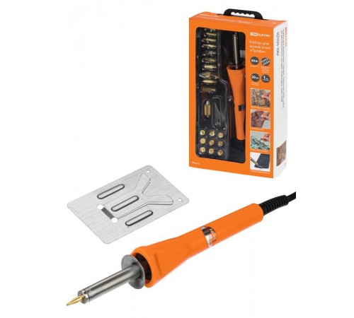 Набор для выжигания "Профи", паяльник 30 Вт, 230 В, 20 декоративных насадок, подставка, кейс,  SQ1025-1002  TDM