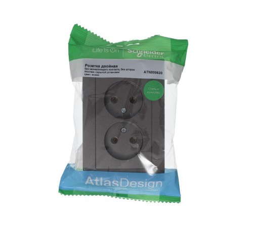 AtlasDesign Мокко Розетка без заземления двойная, 16А, (в сборе с рамкой)  ATN000620  SE