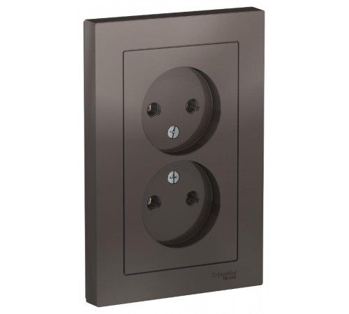 AtlasDesign Мокко Розетка без заземления двойная, 16А, (в сборе с рамкой)  ATN000620  SE