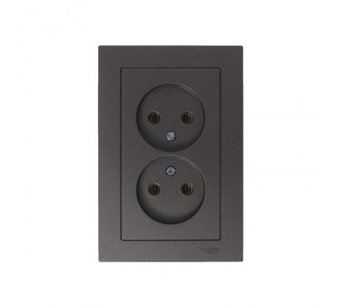 AtlasDesign Мокко Розетка без заземления двойная, 16А, (в сборе с рамкой)  ATN000620  SE