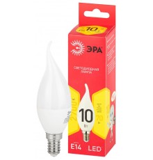 Лампа светодиодная LED BXS-10W-827-E14 R (диод, свеча на ветру, 10Вт, тепл, E14)  Б0051854  ЭРА