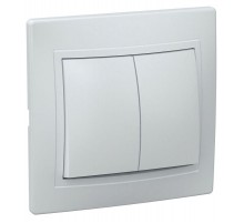 КВАРТА Белый Выключатель 2-клавишный 10А ВС10-2-0-КБ  EVK20-K01-10-DM  GENERICA