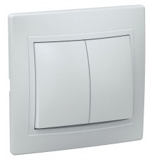КВАРТА Белый Выключатель 2-клавишный 10А ВС10-2-0-КБ  EVK20-K01-10-DM  GENERICA