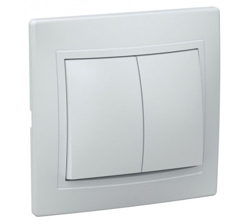 КВАРТА Белый Выключатель 2-клавишный 10А ВС10-2-0-КБ  EVK20-K01-10-DM  GENERICA