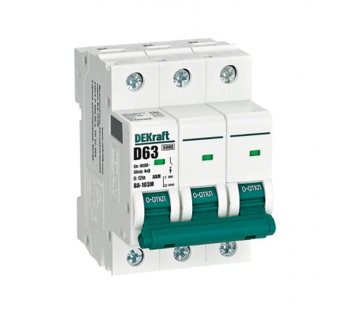Выключатель автоматический без теплозащиты трехполюсный ВА-103М 3P 63А характеристика D 6кА  12562DEK  Dekraft