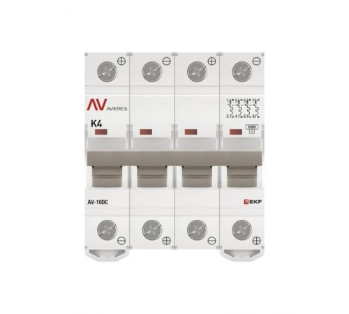 Выключатель автоматический AV-10 DC 4P 4A (K) 10kA AVERES  mcb10-DC-4-04K-av  EKF
