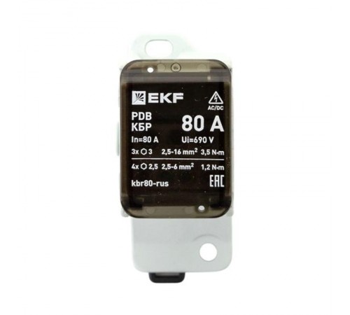 Клеммный блок распределительный КБР 80A  kbr80-rus EKF