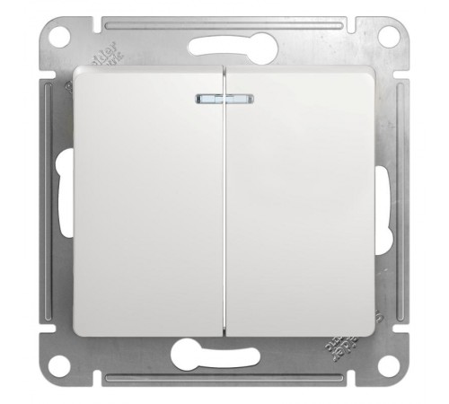Glossa Белый Выключатель 2-клавишный с подсветкой, сх.5а, 10АХ  GSL000153  SE