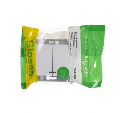 Glossa Белый Выключатель 2-клавишный с подсветкой, сх.5а, 10АХ  GSL000153  SE