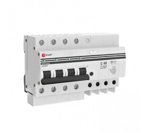 Выключатель автоматический дифференциальный АД-4 S 40А/100мА (характеристика C, AC, электронный, защита 270В) 6кА PROxima  DA4-6-40-100S-pro  EKF