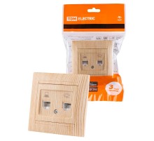 Розетка телефонная RJ11 + компьютерная RJ45 сосна "Лама"  SQ1815-0319  TDM