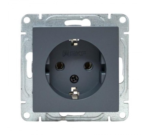 Механизм розетки, 16А, с заземлением, без шторок, графит Эпика  UP1-SOG-110 EKF