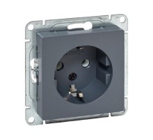 Механизм розетки, 16А, с заземлением, без шторок, графит Эпика  UP1-SOG-110 EKF