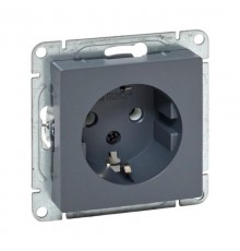 Механизм розетки, 16А, с заземлением, без шторок, графит Эпика  UP1-SOG-110 EKF