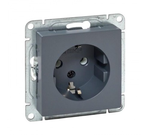 Механизм розетки, 16А, с заземлением, без шторок, графит Эпика  UP1-SOG-110 EKF