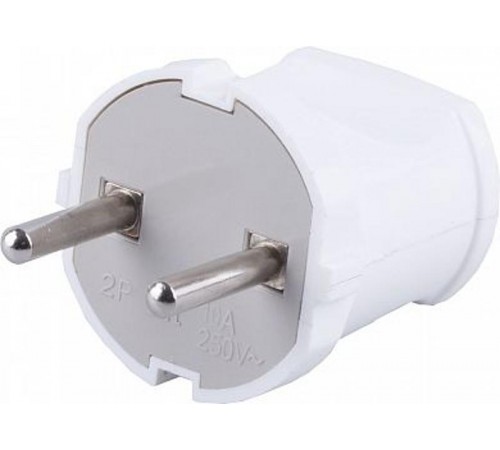 PPG10-43-201 Вилка прямая б/з, 250В, 10A, белый  32855  STEKKER