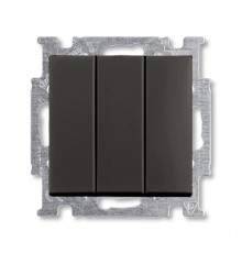 ABB Basic 55 Шато (чёрный) Выключатель 3-клавишный, 16А  1012-0-2173   2CKA001012A2173  ABB