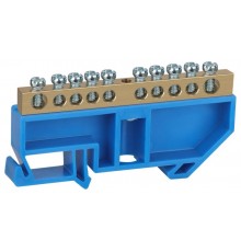 Шина N "ноль" на DIN-изол ШНИ-6х9-10-Д-синий NO-222-46 Б0033427  ЭРА