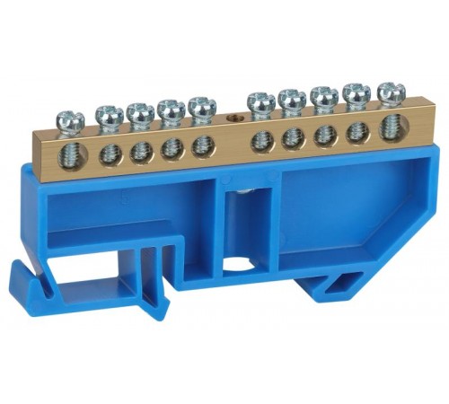 Шина N "ноль" на DIN-изол ШНИ-6х9-10-Д-синий NO-222-46 Б0033427  ЭРА