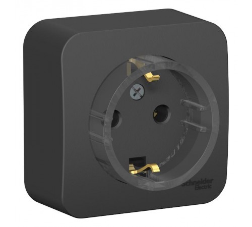 Blanca Антрацит О/У с изолирующей пластиной Розетка с заземлением без шторок, (тонкая) 16А, 250В  BLNRA110116  SE