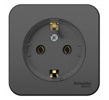 Blanca Антрацит О/У с изолирующей пластиной Розетка с заземлением без шторок, (тонкая) 16А, 250В  BLNRA110116  SE