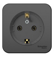 Blanca Антрацит О/У с изолирующей пластиной Розетка с заземлением без шторок, (тонкая) 16А, 250В  BLNRA110116  SE