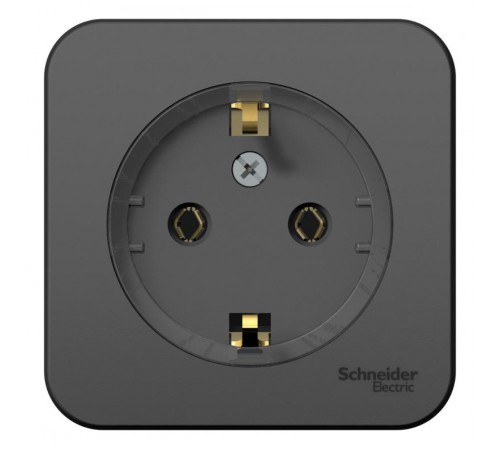 Blanca Антрацит О/У с изолирующей пластиной Розетка с заземлением без шторок, (тонкая) 16А, 250В  BLNRA110116  SE