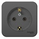 Blanca Антрацит О/У с изолирующей пластиной Розетка с заземлением без шторок, (тонкая) 16А, 250В  BLNRA110116  SE