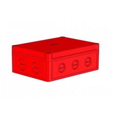 Коробка 190х140х73 АБС-пластик,алый цвет корпуса и крышки,крышка низкая,DIN-рейка РП1  КР2802-443  HEGEL