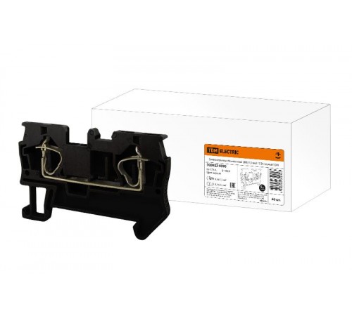 Зажим клеммный безвинтовой (ЗКБ) 1,5 мм2 17,5А черный  SQ0822-0090  TDM