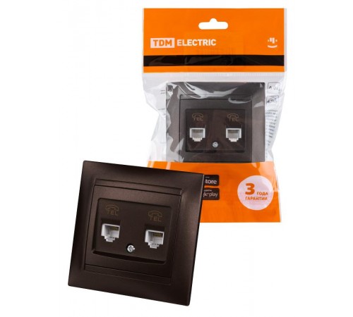 Розетка двойная телефонная RJ11 шоколад "Лама"  SQ1815-0518  TDM