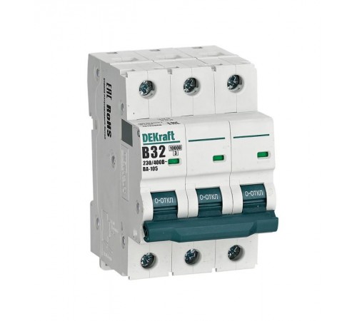 Выключатель автоматический трехполюсный ВА-105 32А B 10кА  13132DEK  DEKraft