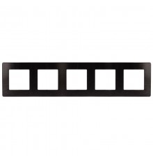 Рамка для розеток и выключателей серия 12 12-5105-06 на 5 постов, сатин, чёрный  Б0052544  ЭРА