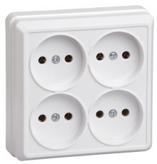 ОКТАВА белый Розетка 4-местная О/У б/з 10А РС24-2-ОБ  ERO40-K01-10-DC  GENERICA