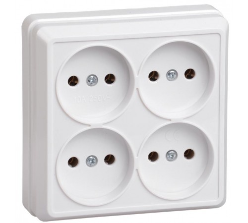 ОКТАВА белый Розетка 4-местная О/У б/з 10А РС24-2-ОБ  ERO40-K01-10-DC  GENERICA