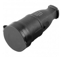 RST16-21-44 Розетка перенос 1-местн c/з с крышкой, каучук 250В,16А, IP44, сер Одри (РА 16-005), черн  32751  STEKKER