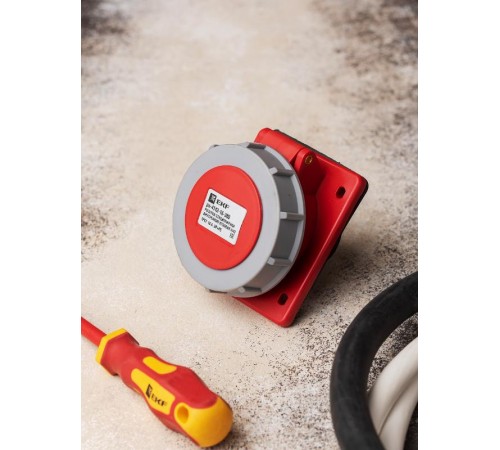 Розетка стационарная внутренняя угловая 4142 3Р+РЕ 16А 380В IP67 EKF PROxima  ps-4142-16-380  EKF