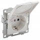Ugra Розетка 1-ой с/з с з/ш и крышкой, СУ , 16А, 250В, белый  С11Р91-001  GUSI Electric