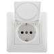 Ugra Розетка 1-ой с/з с з/ш и крышкой, СУ , 16А, 250В, белый  С11Р91-001  GUSI Electric