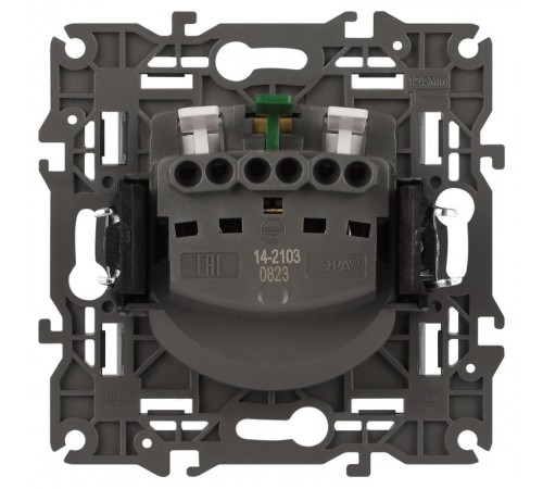 14-2103-03 Розетка с заземлением со шторками с крышкой, 16A-250В, IP20, Эра Elegance, алюминий  Б0034280  ЭРА