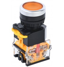 Кнопка D8-11T d=22мм 1з+1р с фиксацией желтая  BBT30-11T-3-21-K05  IEK