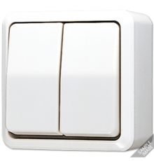 Выключатель для накладного монтажа сдвоенный; слоновая кость  605A  Jung