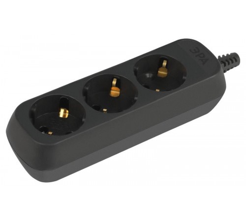 Колодка ЭРА KX-3e-B 3 розетки с зазeмлением черная   Б0061718  ЭРА