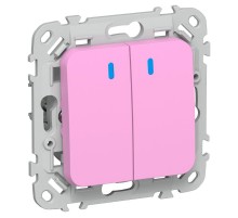 FLITE Выключатель 2-клавишный кнопочный с индикацией 10А ВС12-2-1-ФлПр пурпурный  FI-V24-1-10-1-K99  IEK